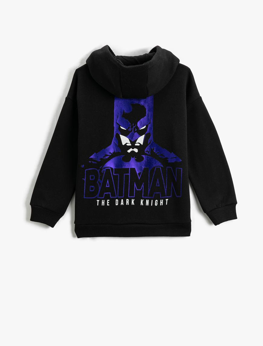  Erkek Çocuk Kapüşonlu Sweatshirt Arkası Batman Baskılı Lisanslı