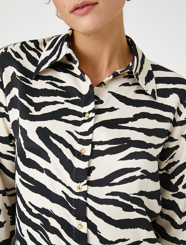   Zebra Desenli Gömlek Uzun Kollu