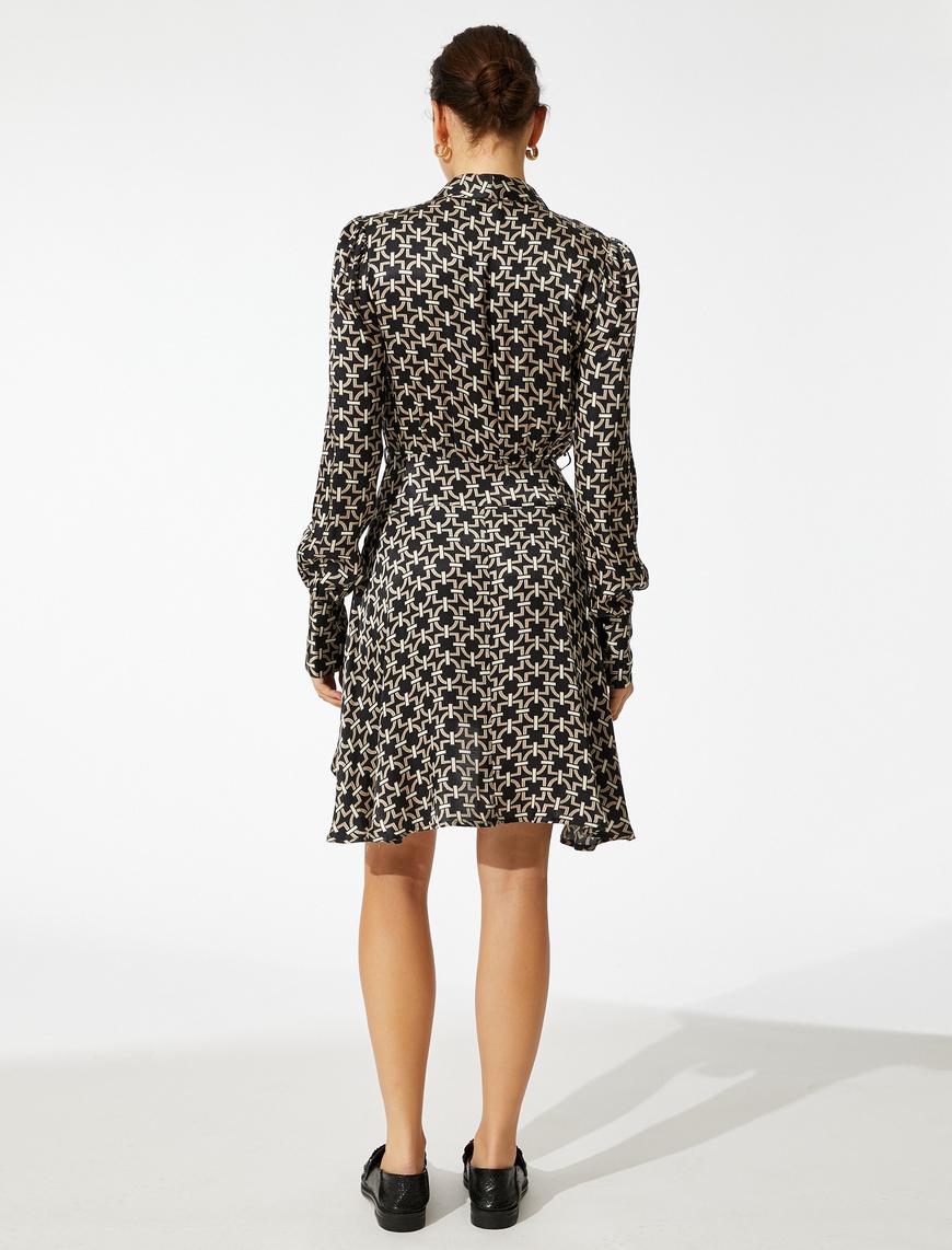   Ayşegül Afacan X Koton - Geometrik Desenli Saten Mini Elbise