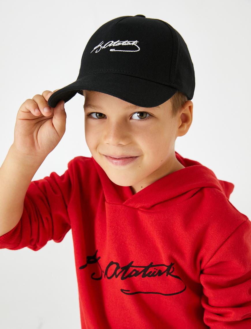  Erkek Çocuk Mustafa Kemal Atatürk İşlemeli Kep Şapka