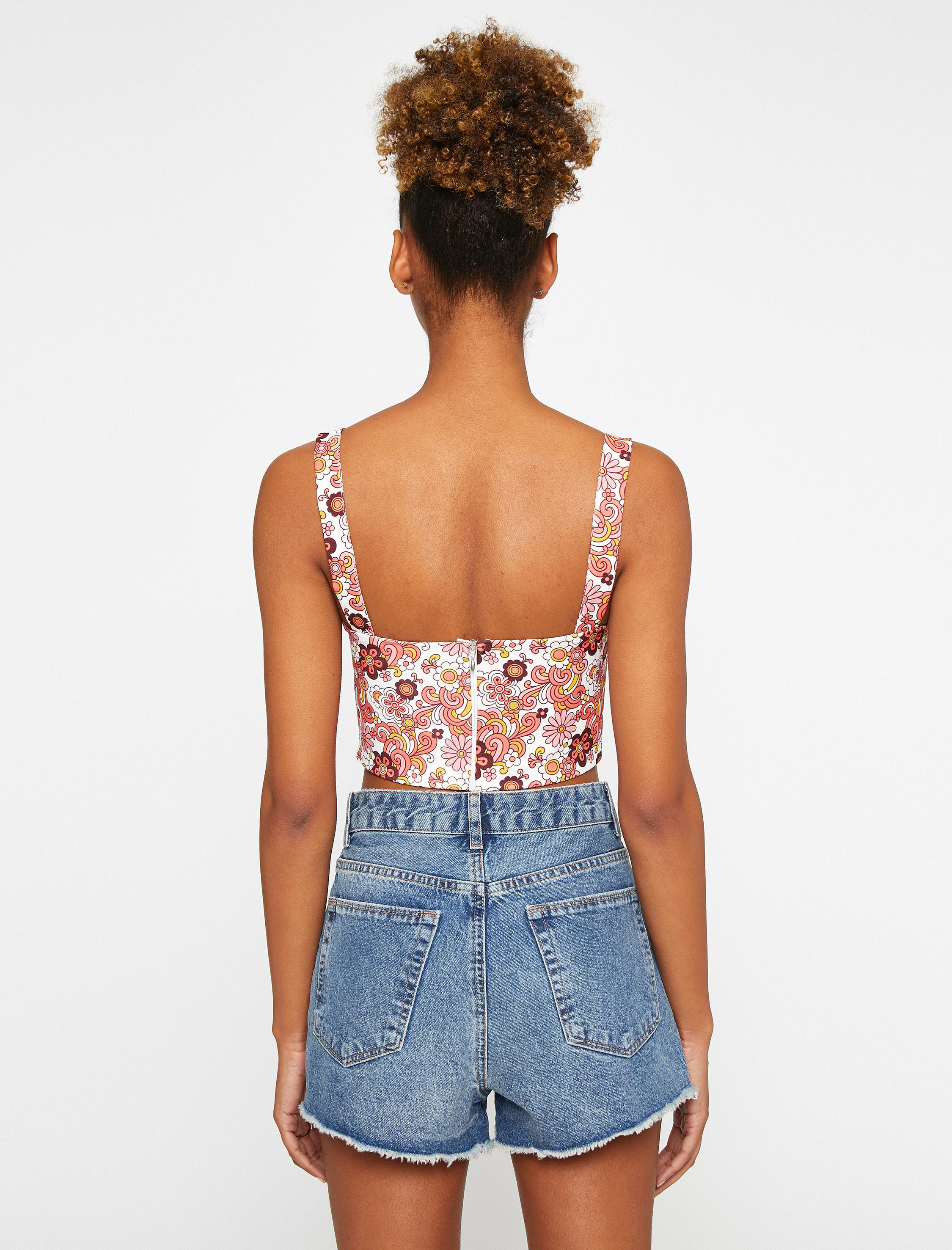   Çiçekli Crop Büstiyer Askılı