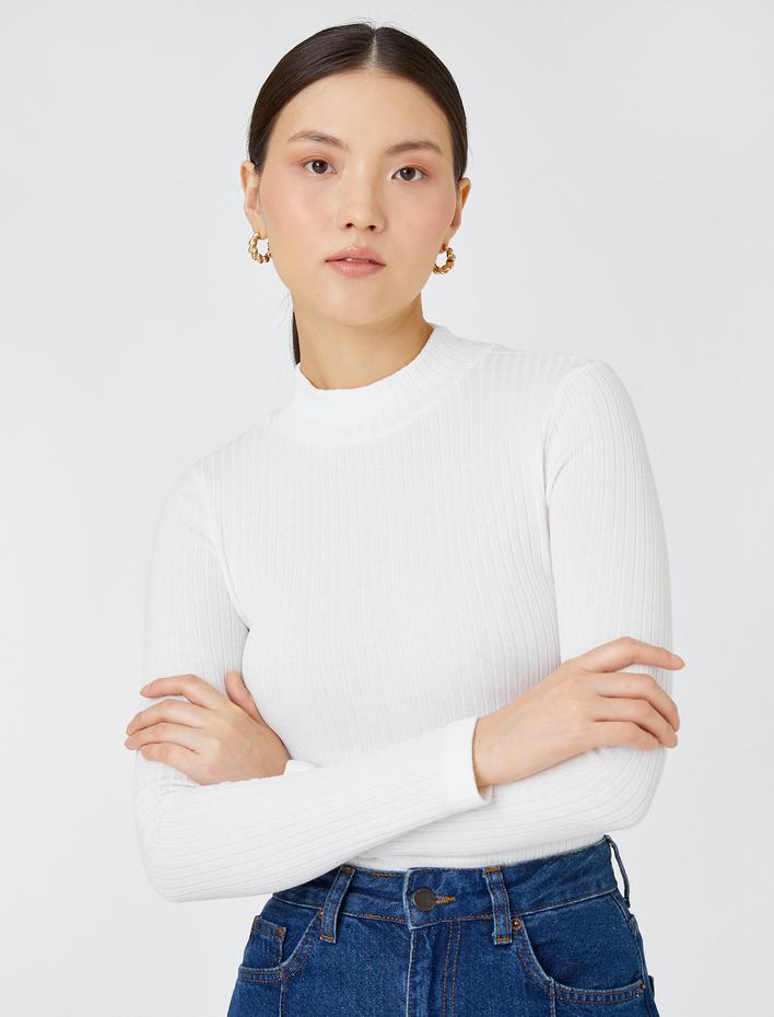  Uzun Kollu Body Dik Yaka