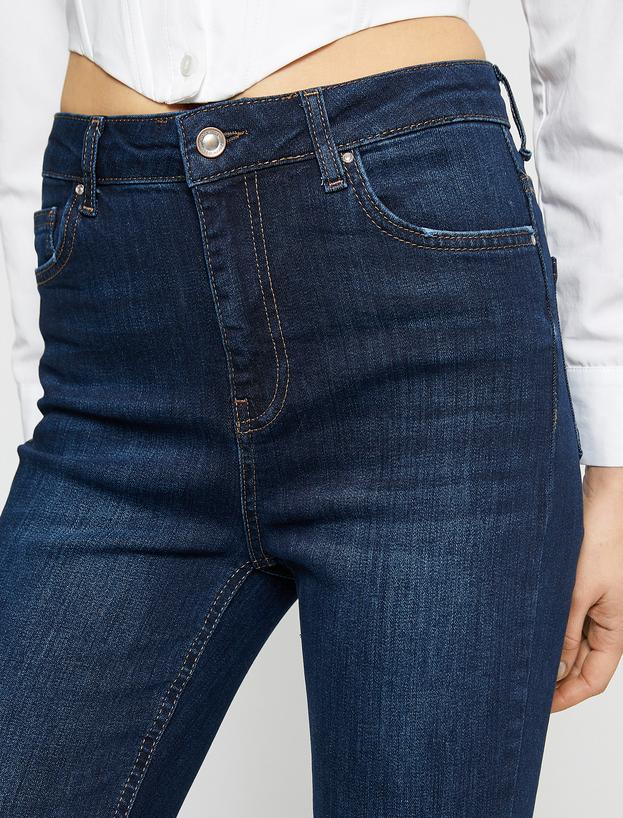   İspanyol Paça Kot Pantolon Dar Kesim Normal Bel - Victoria Jean