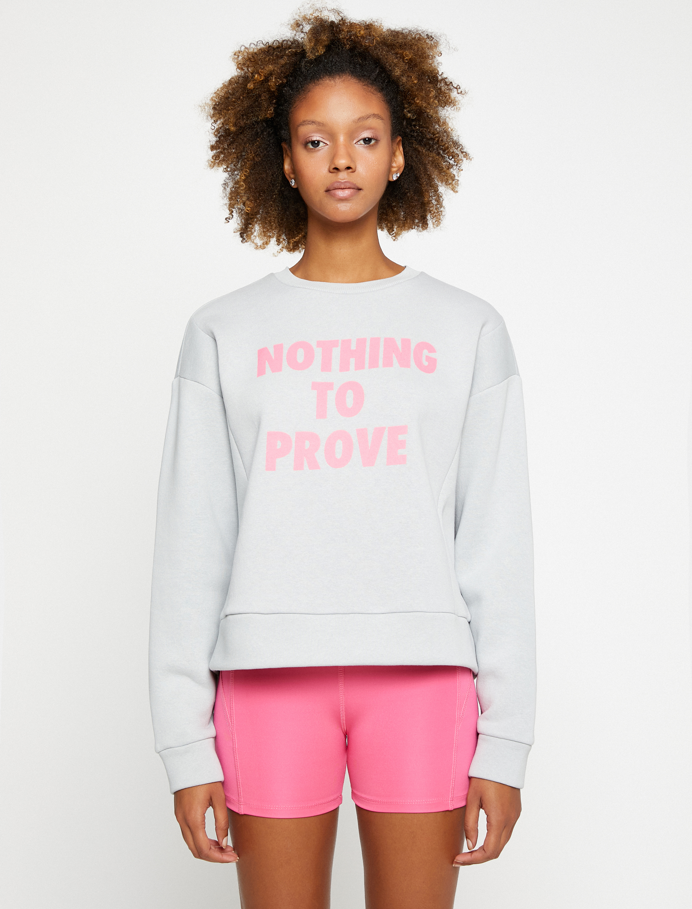   Slogan Baskılı Spor Sweatshirt Bisiklet Yaka Pamuklu Şardonlu