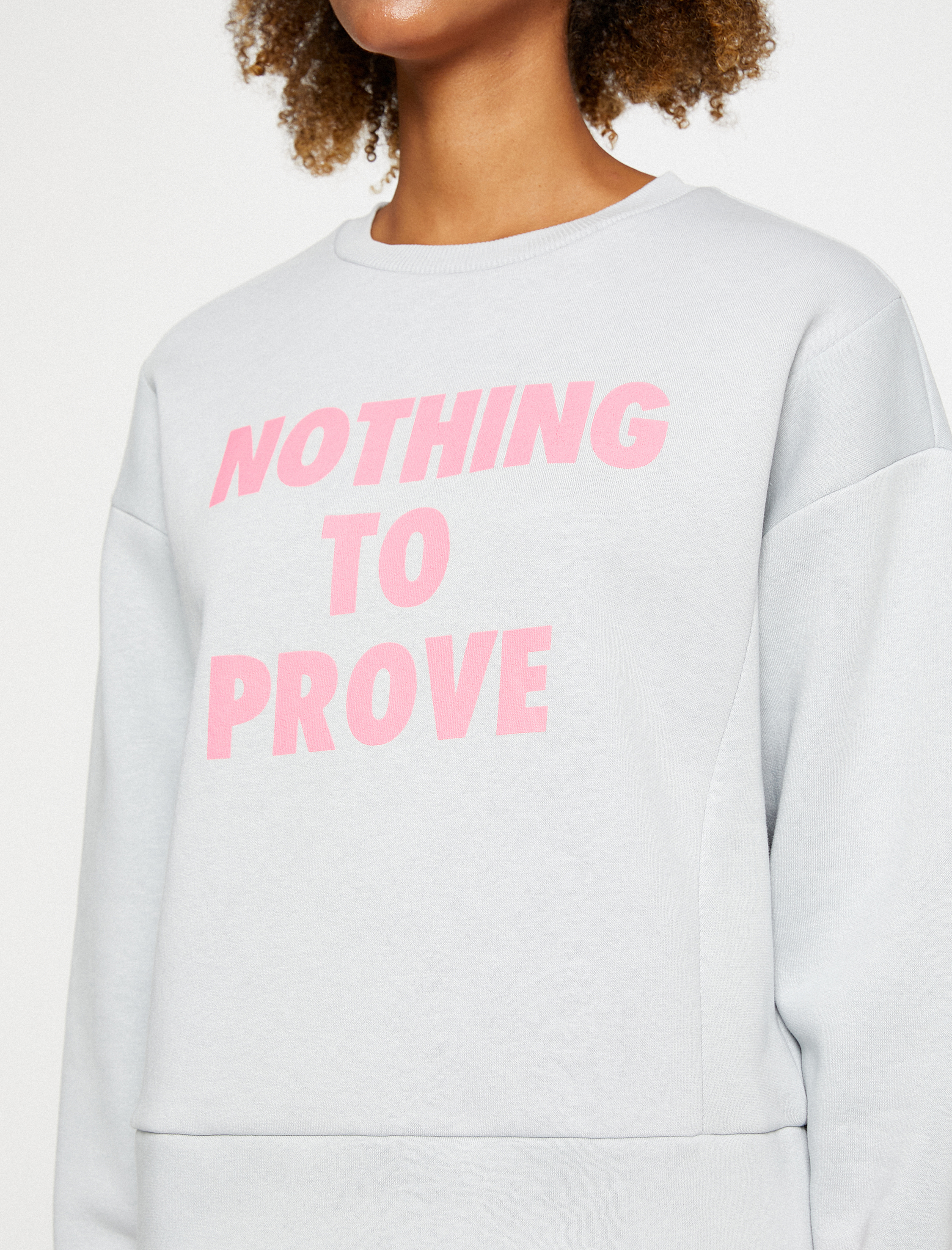   Slogan Baskılı Spor Sweatshirt Bisiklet Yaka Pamuklu Şardonlu