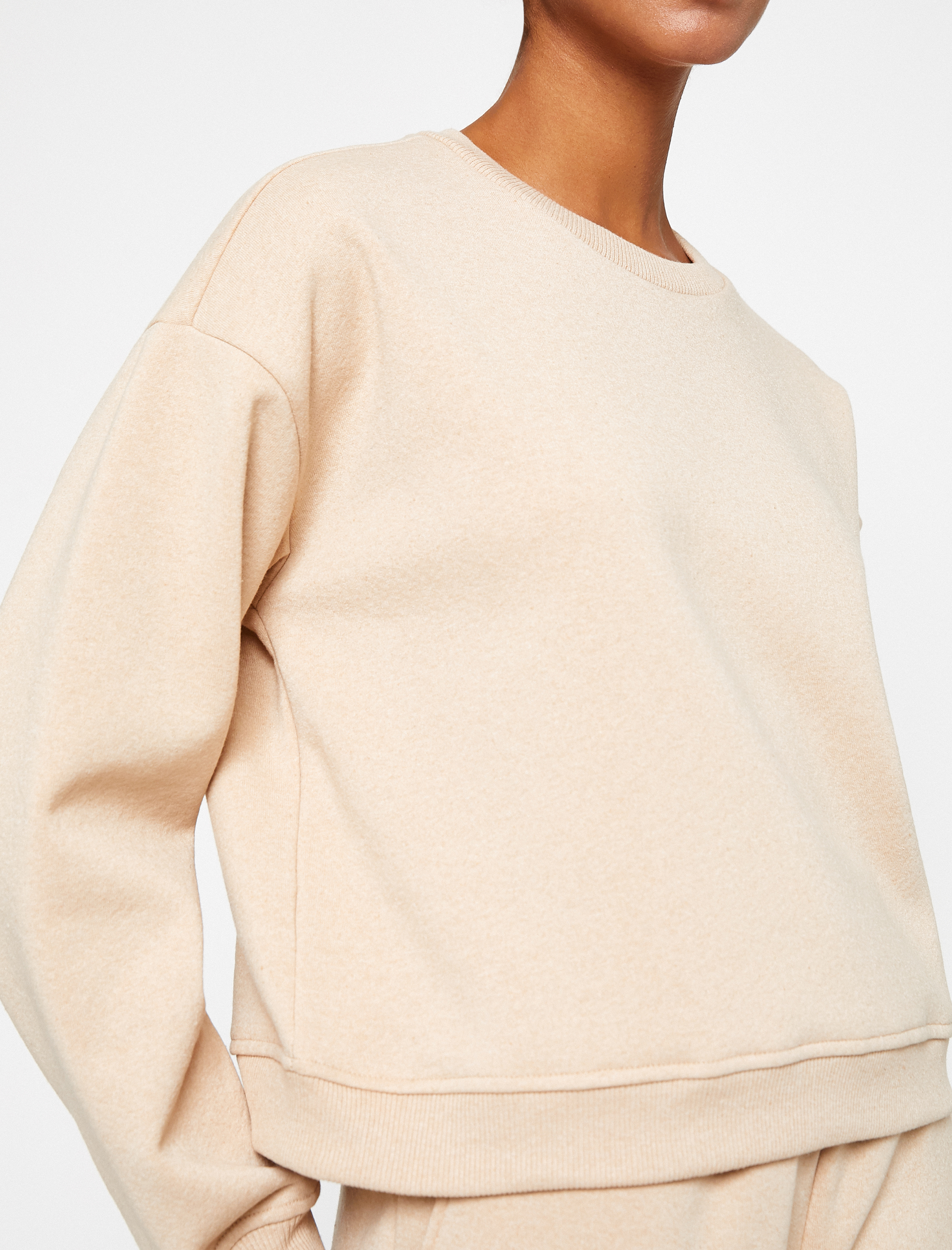   Basic Spor Sweatshirt Şardonlu Bisiklet Yaka Reglan Kollu