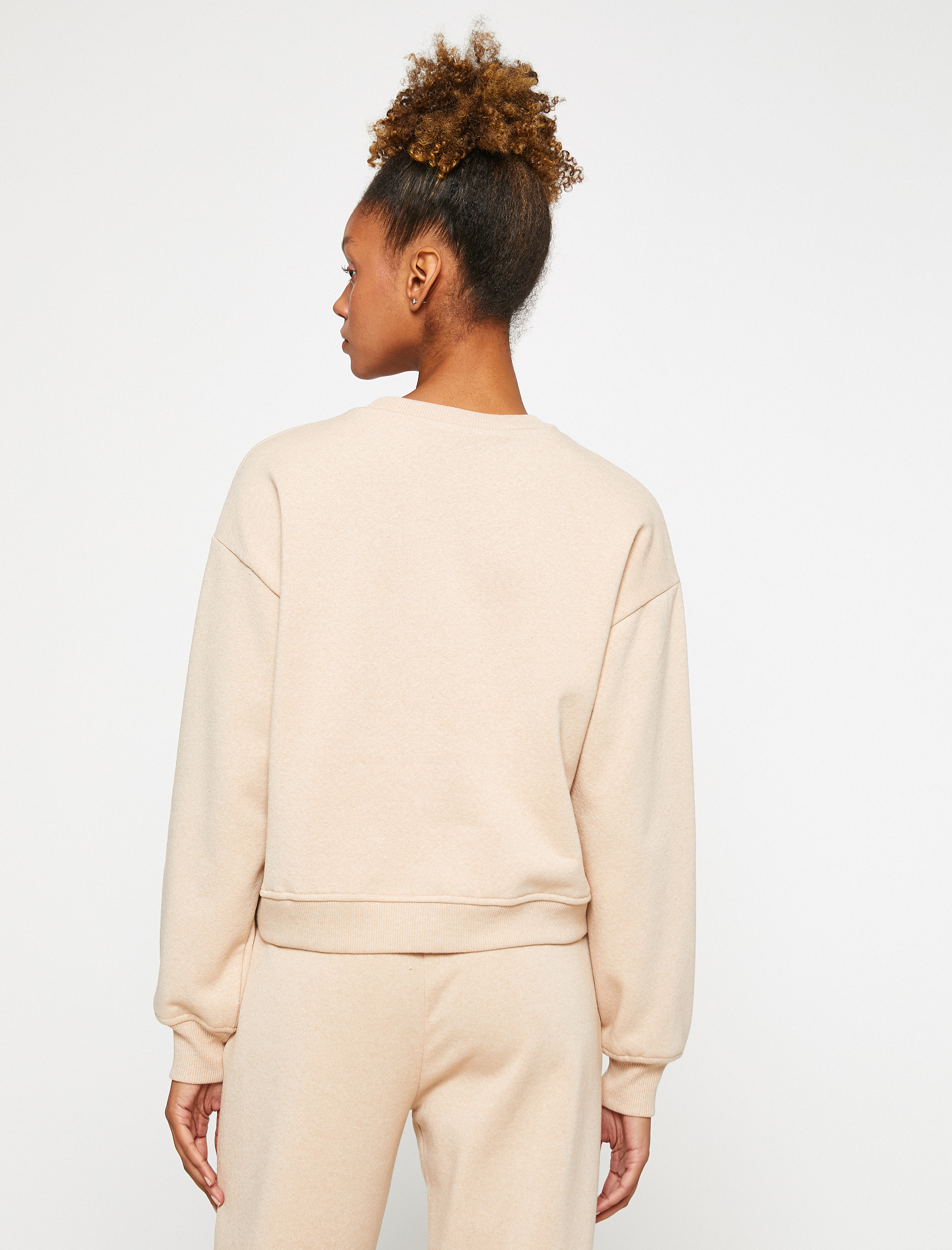   Basic Spor Sweatshirt Şardonlu Bisiklet Yaka Reglan Kollu