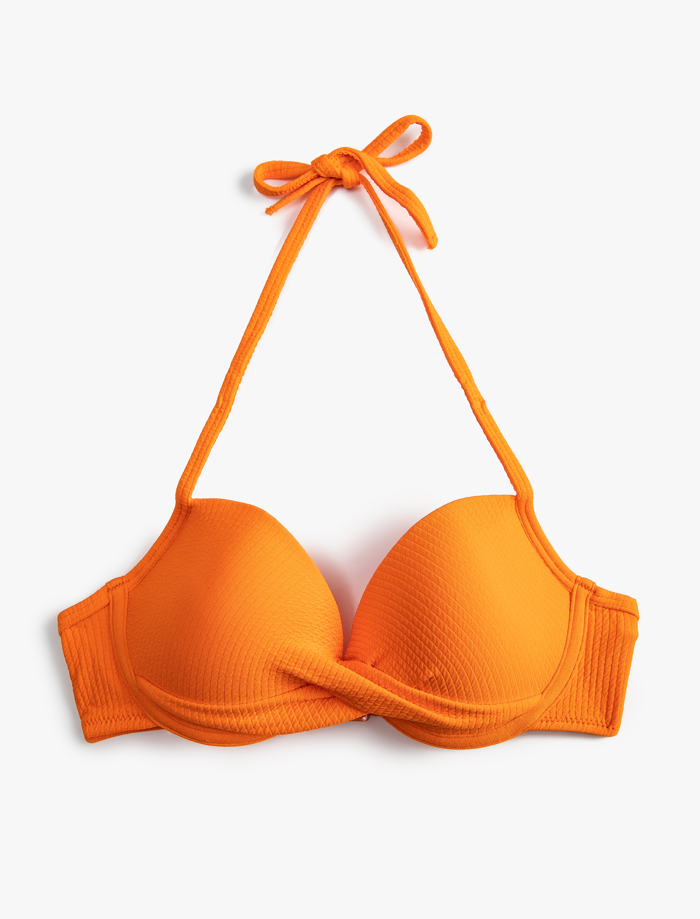   Boyundan Bağlamalı Bikini Üstü Dokulu