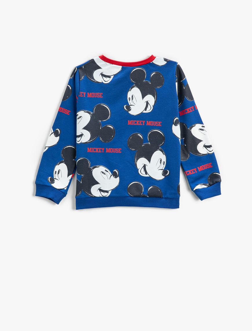  Erkek Bebek Mickey Mouse Baskılı Sweatshirt Lisanslı Kanguru Cepli Uzun Kollu
