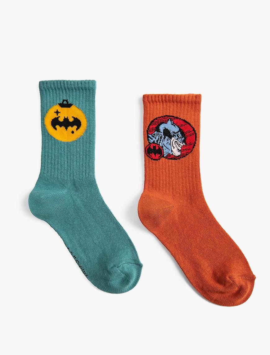 Erkek Çocuk 2'li Batman Baskılı Çorap Lisanslı