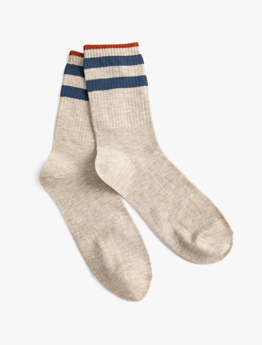  Erkek Basic Soket Çorap Renk Bloklu