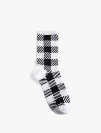 Ekose Desenli Soket Çorap