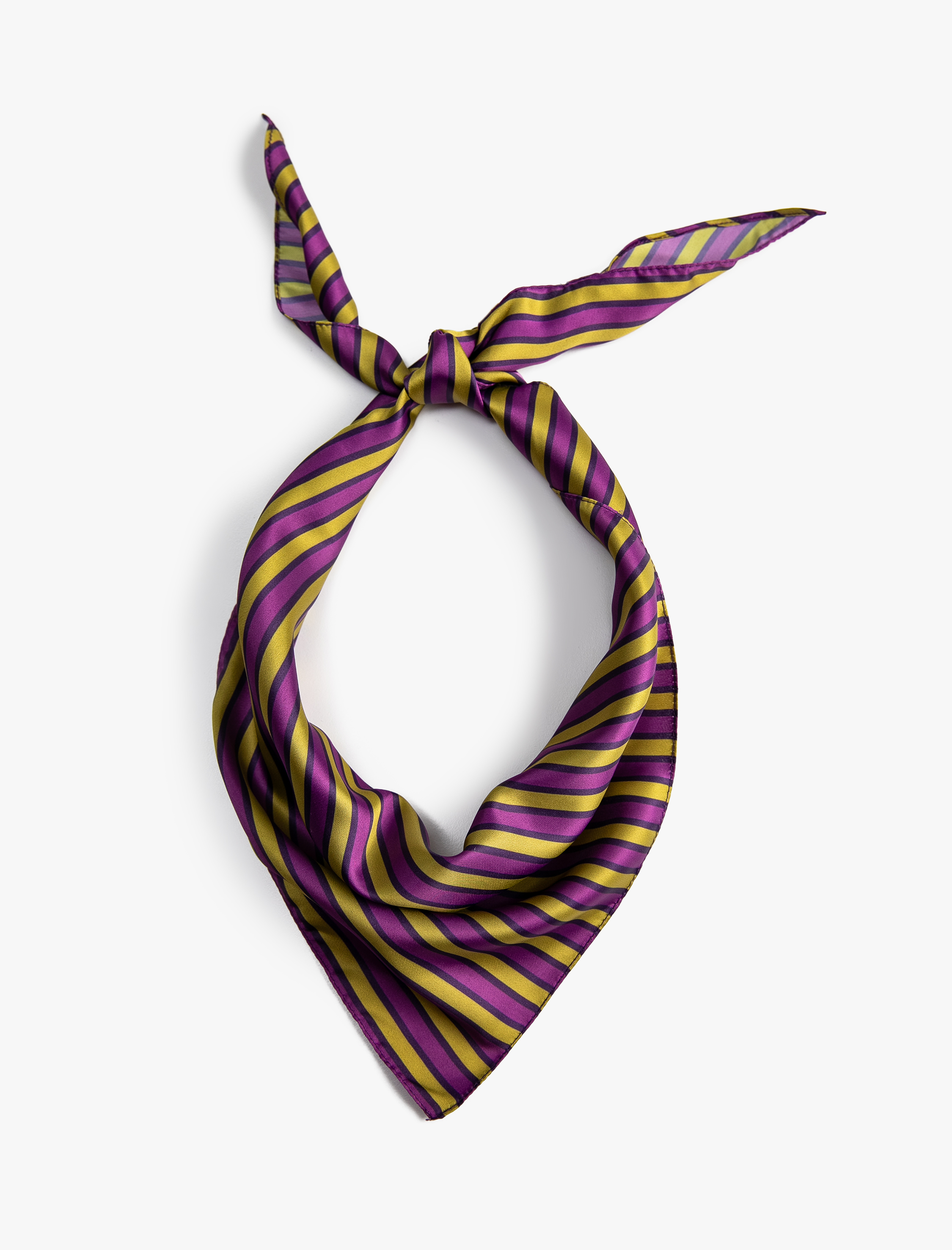  Kadın Çizgili Saten Fular - Melis Ağazat X Koton