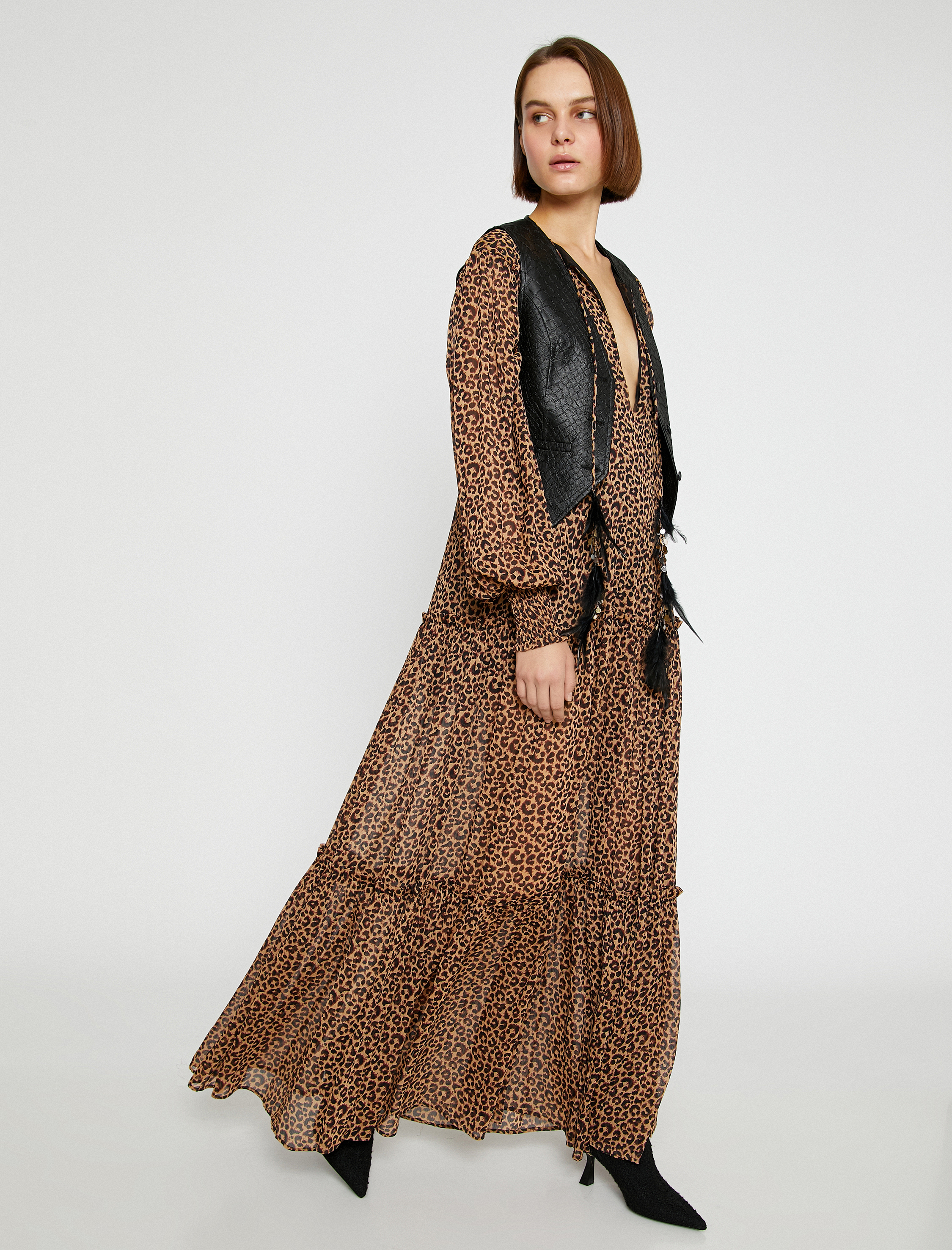   Kroko Suni Deri Crop Yelek