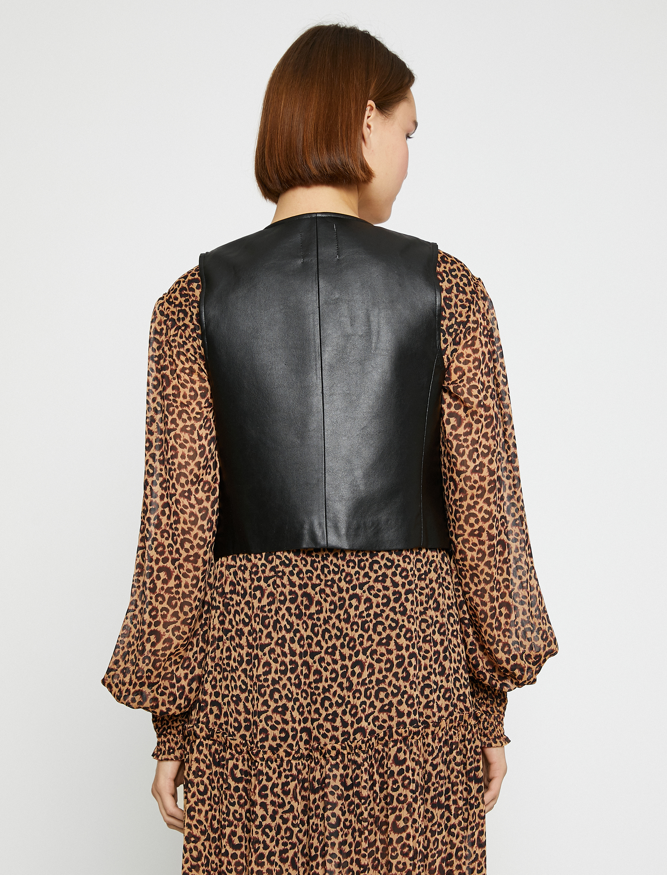   Kroko Suni Deri Crop Yelek