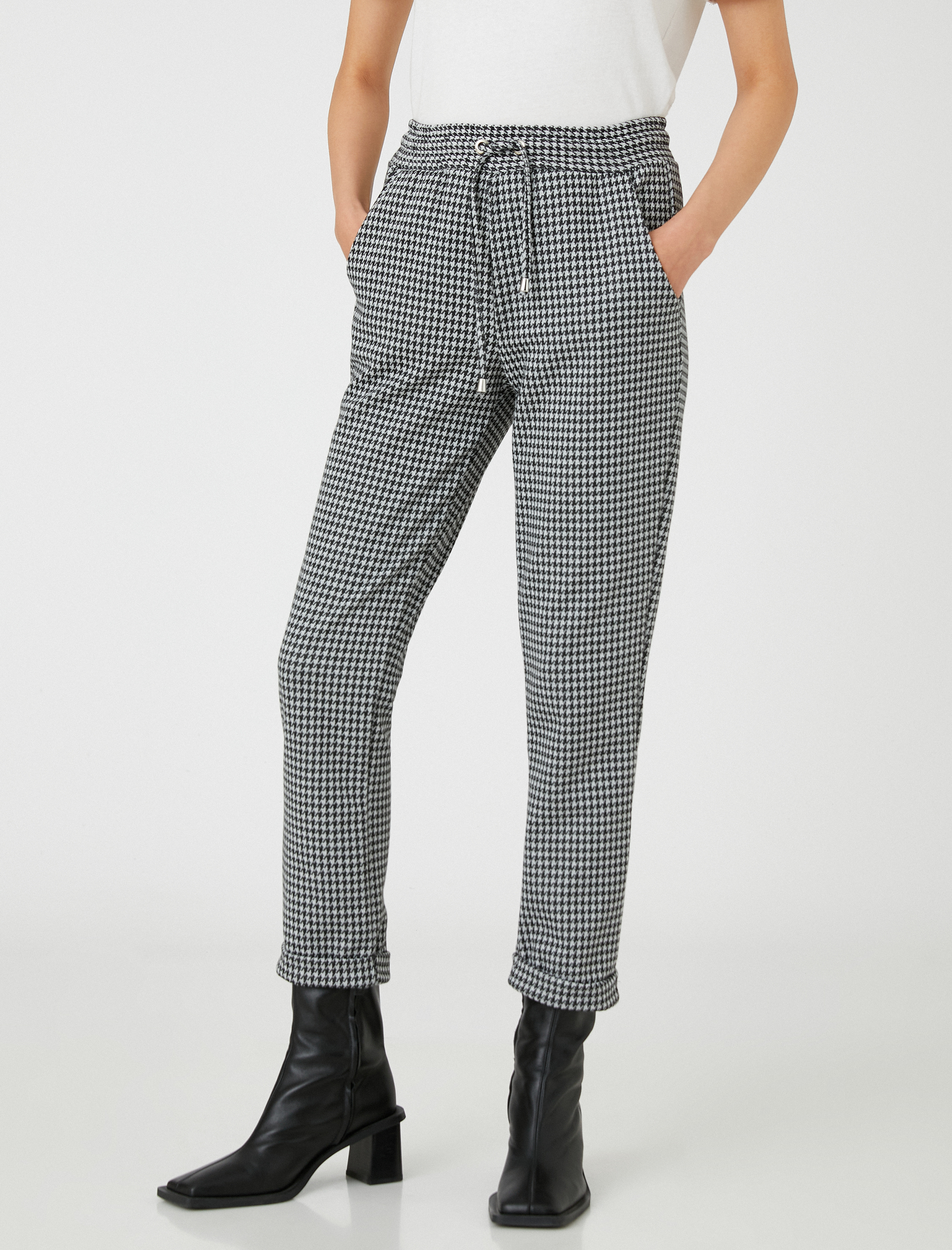   Beli Bağlamalı Pantolon Rahat Kesim Dar Paça