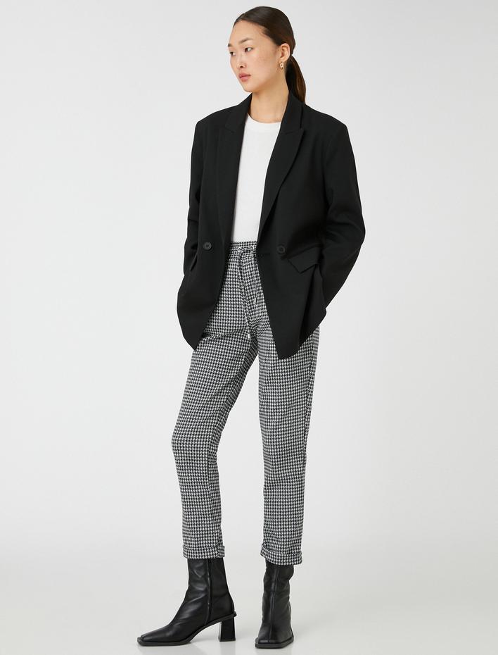  Beli Bağlamalı Pantolon Rahat Kesim Dar Paça