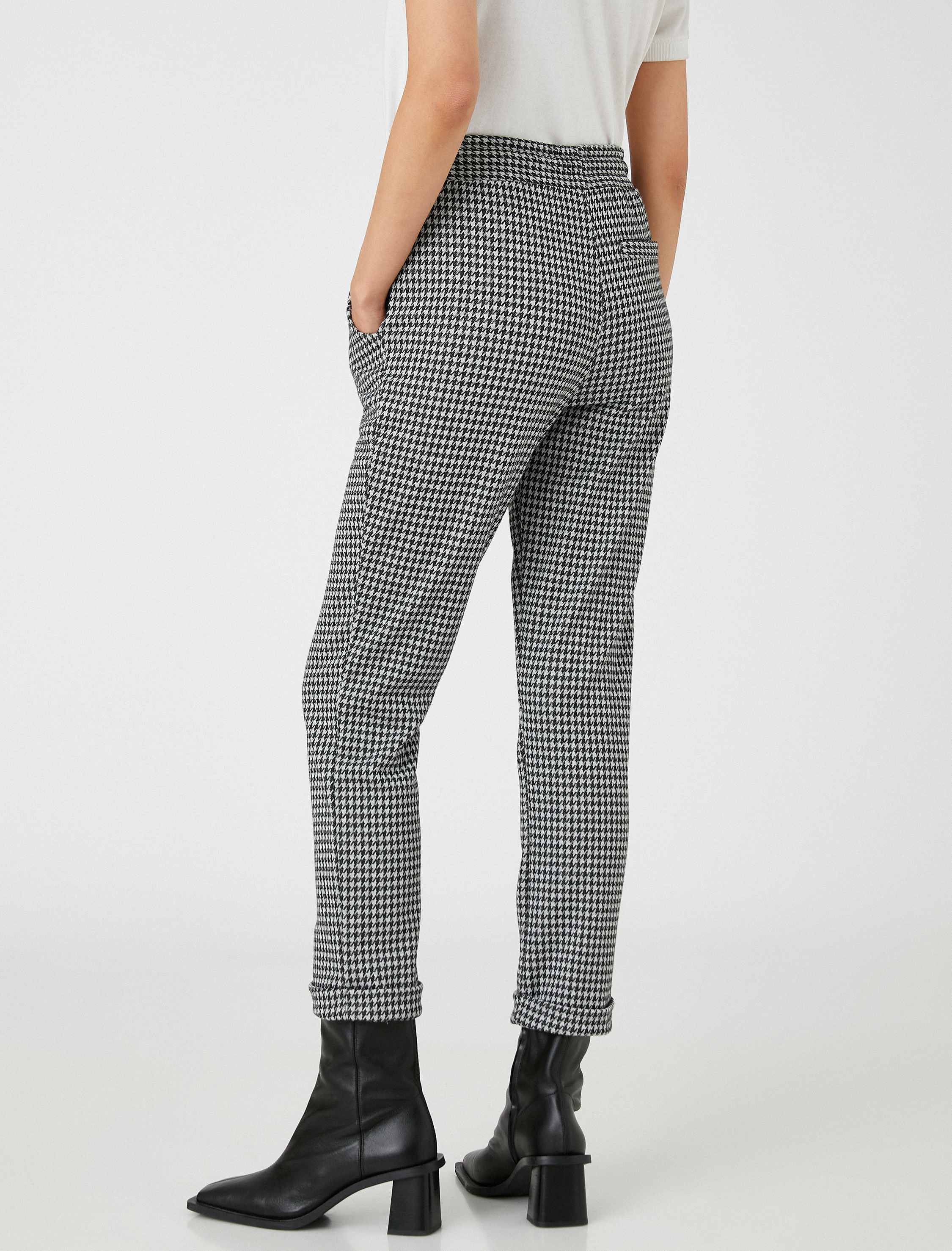   Beli Bağlamalı Pantolon Rahat Kesim Dar Paça