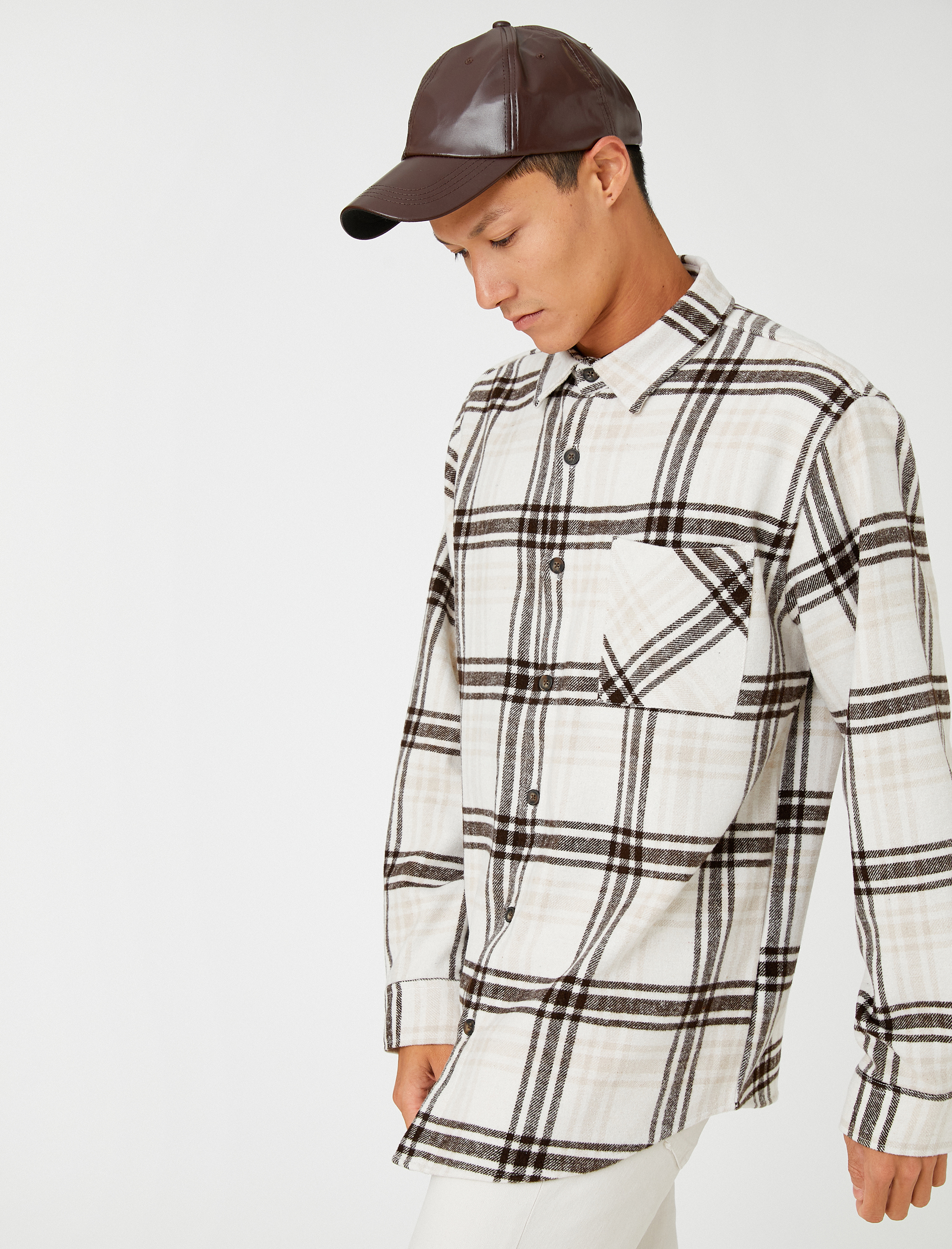   Ekoseli Oduncu Gömleği Cep Detaylı Düğmeli Klasik Yaka