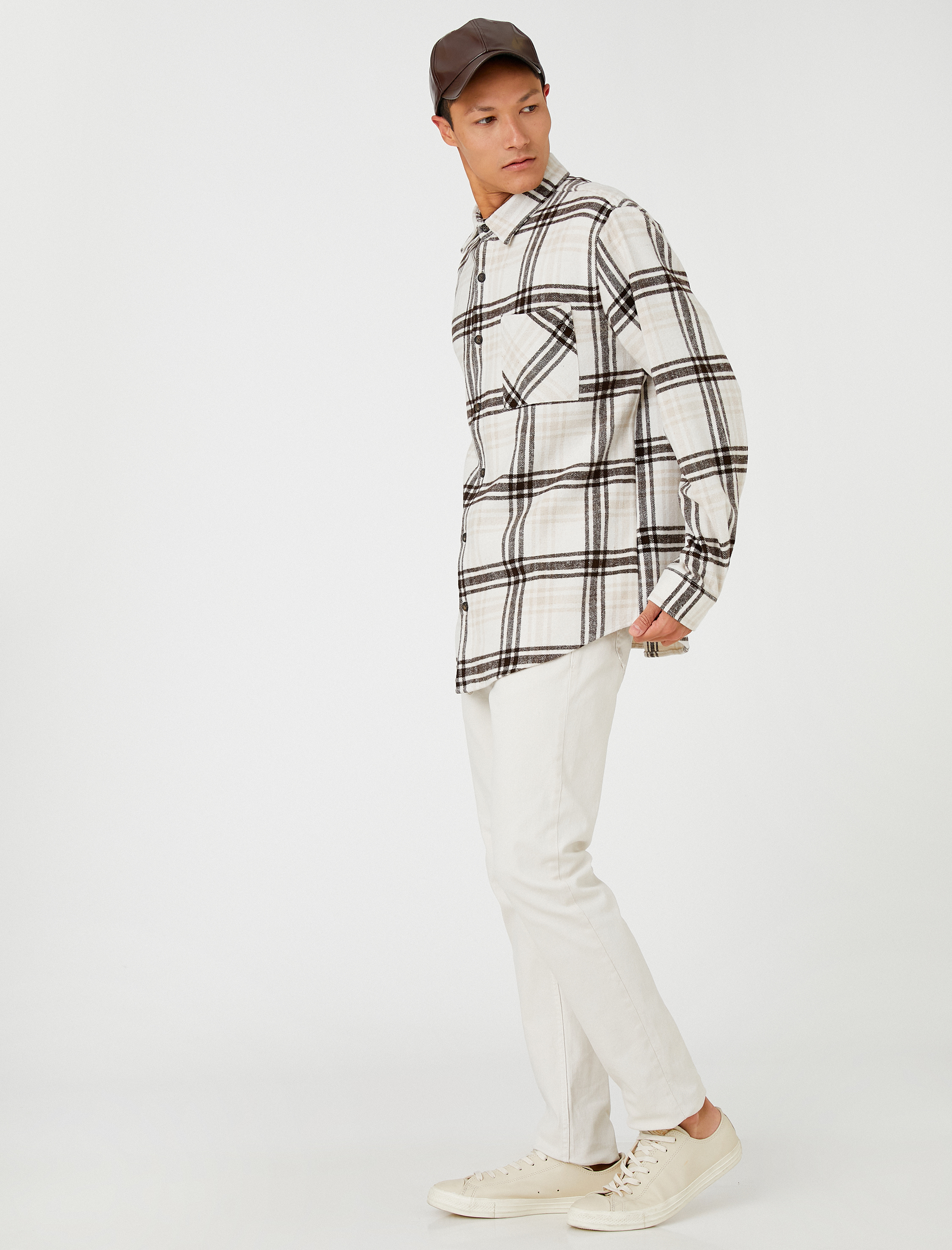   Ekoseli Oduncu Gömleği Cep Detaylı Düğmeli Klasik Yaka