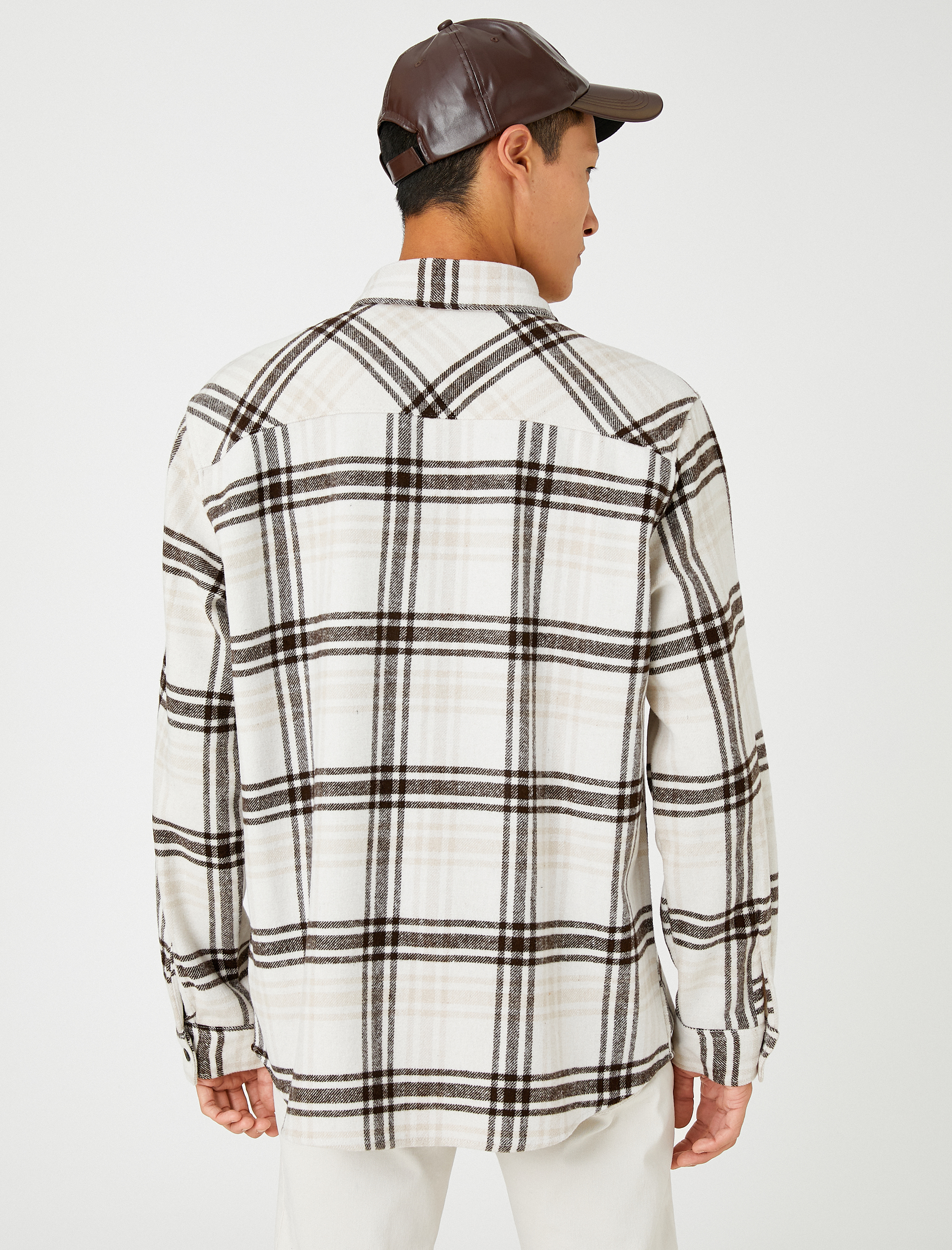   Ekoseli Oduncu Gömleği Cep Detaylı Düğmeli Klasik Yaka