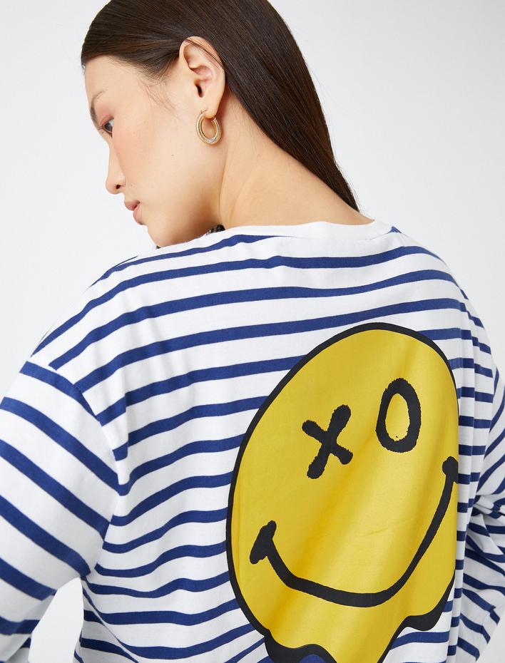  Uzun Kollu Tişört Çizgili Pamuklu Baskılı