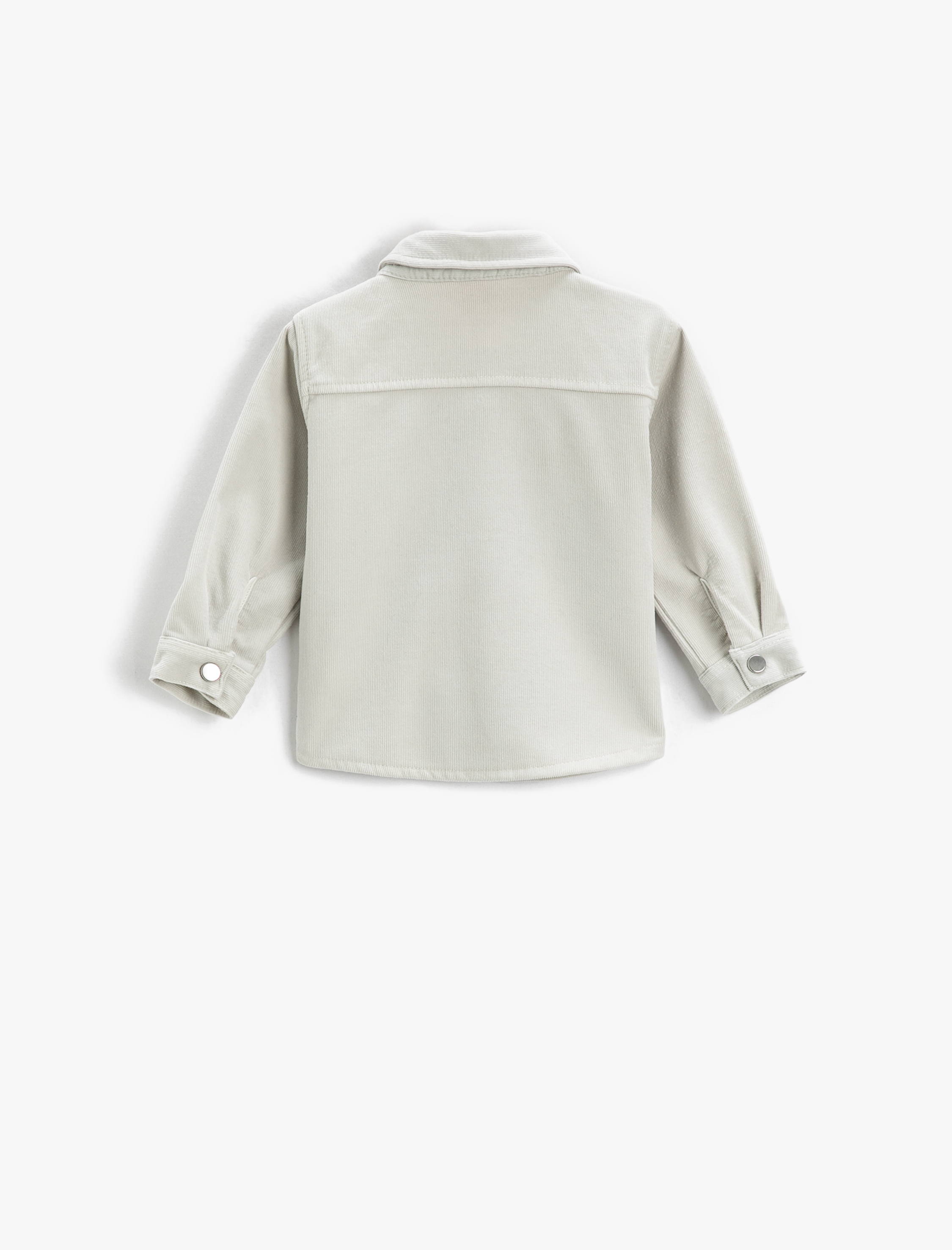  Erkek Bebek Fitilli Kadife Gömlek Tek Cepli Uzun Kollu Parlak Düğmeli