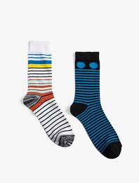 Basic 2'li Soket Çorap Seti Geometrik Desenli