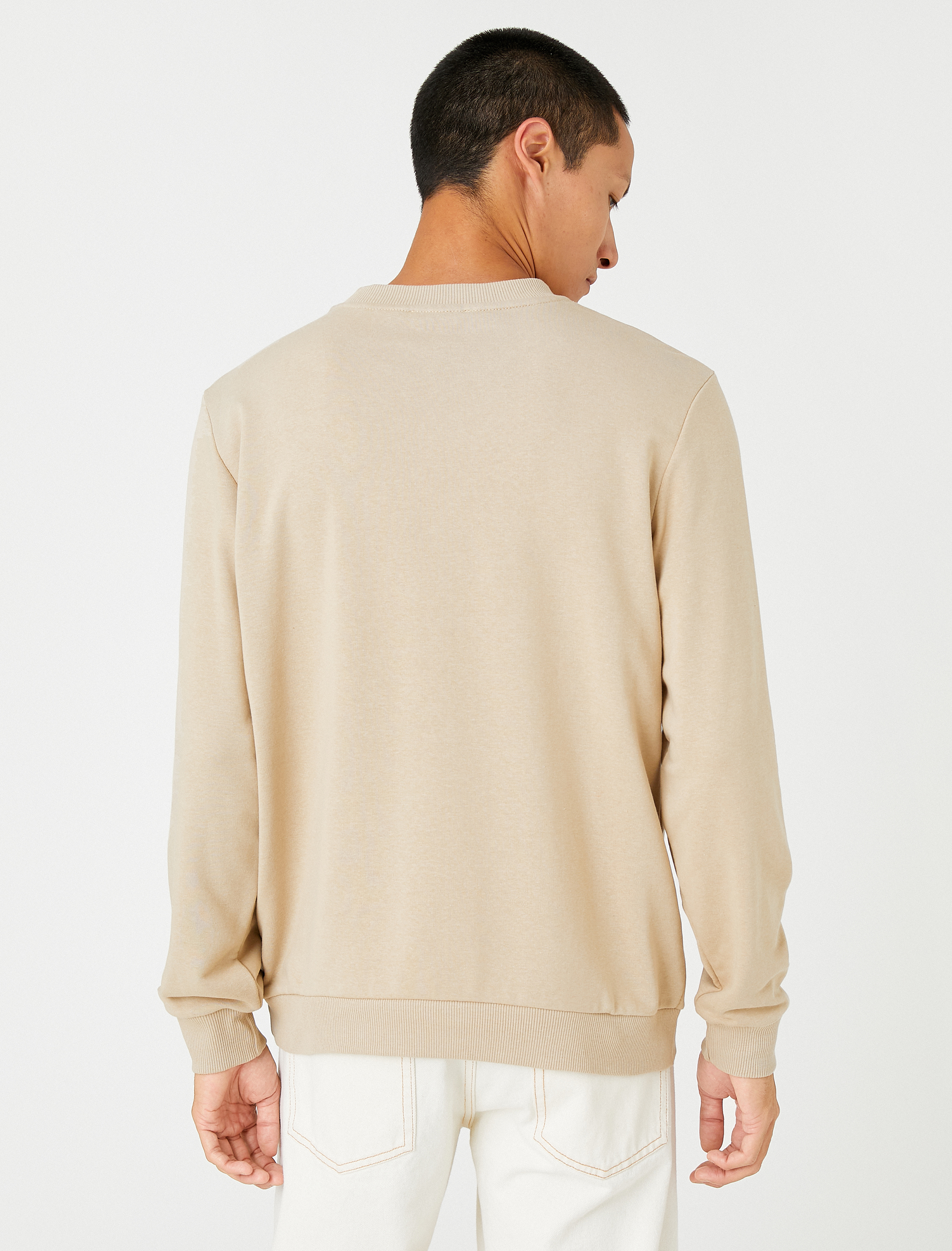   Basic Bisiklet Yaka Sweatshirt Uzun Kollu