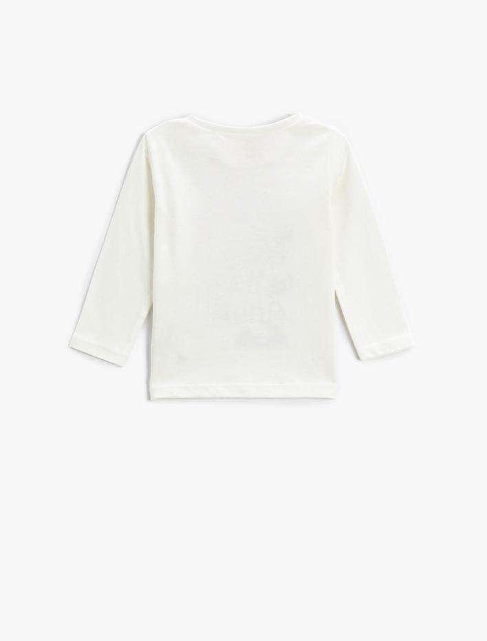 Kız Bebek Uzun Kollu Tişört Pamuklu Kız ve Çilek Grafik Baskılı