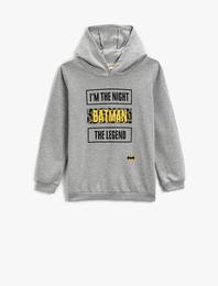 Kapşonlu Sweatshirt Batman Baskılı Lisanslı Uzun Kollu