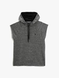 Basic Spor Tişört Kolsuz Kapşonlu