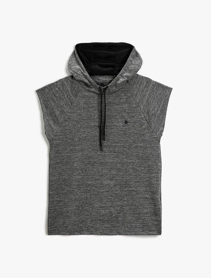  Basic Spor Tişört Kolsuz Kapşonlu