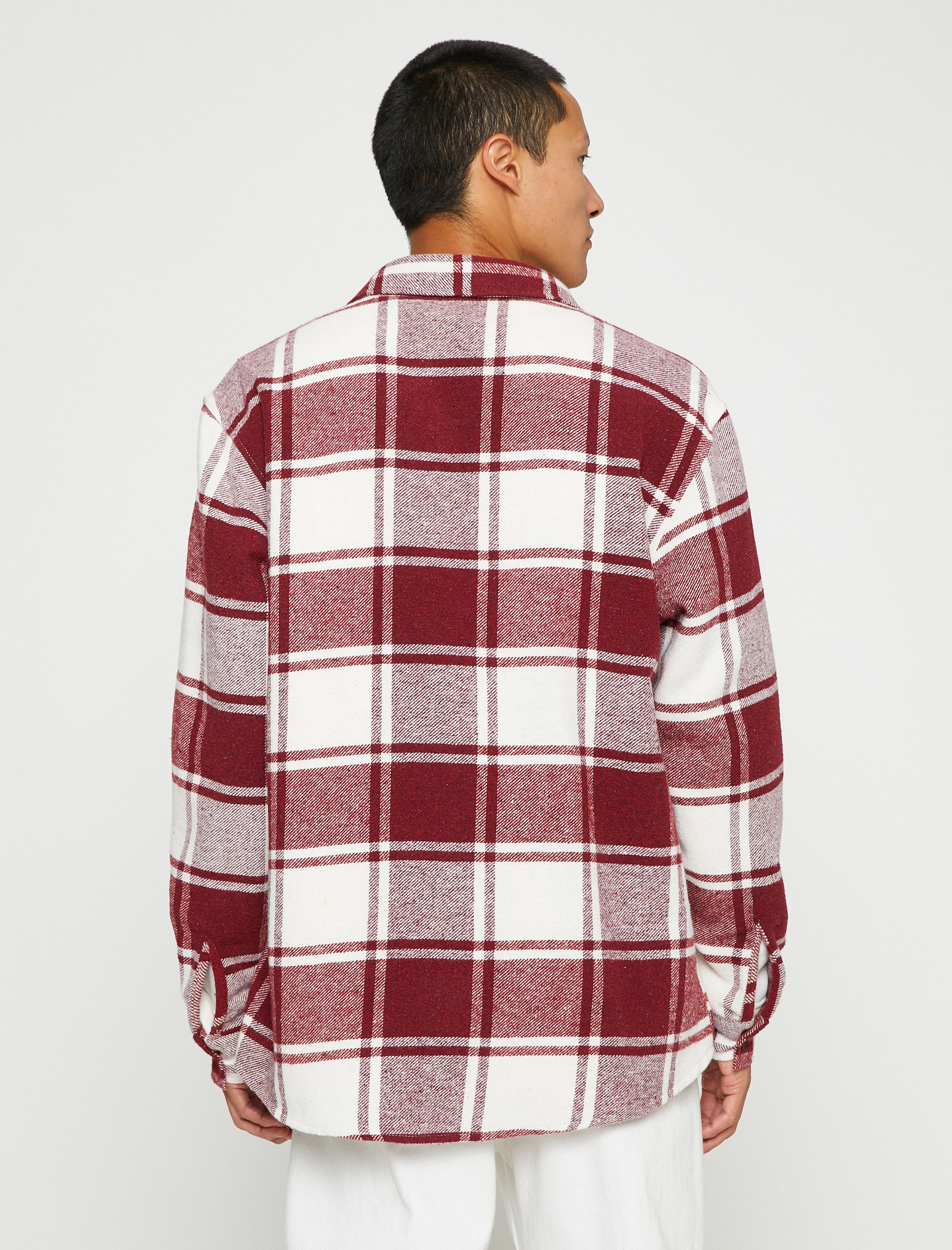   Ekoseli Oduncu Gömleği Cep Detaylı Düğmeli Uzun Kollu