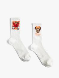 2'li Minnie Mouse Baskılı Çorap Seti Lisanslı