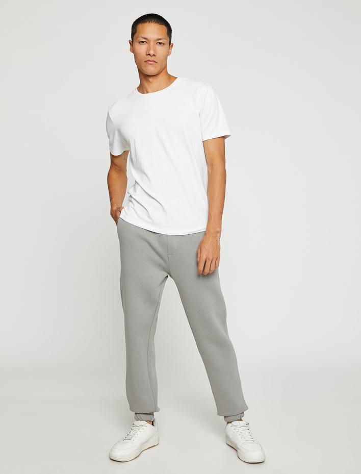 Basic Jogger Eşofman Altı Baskı Detaylı Cepli Beli Bağcıklı