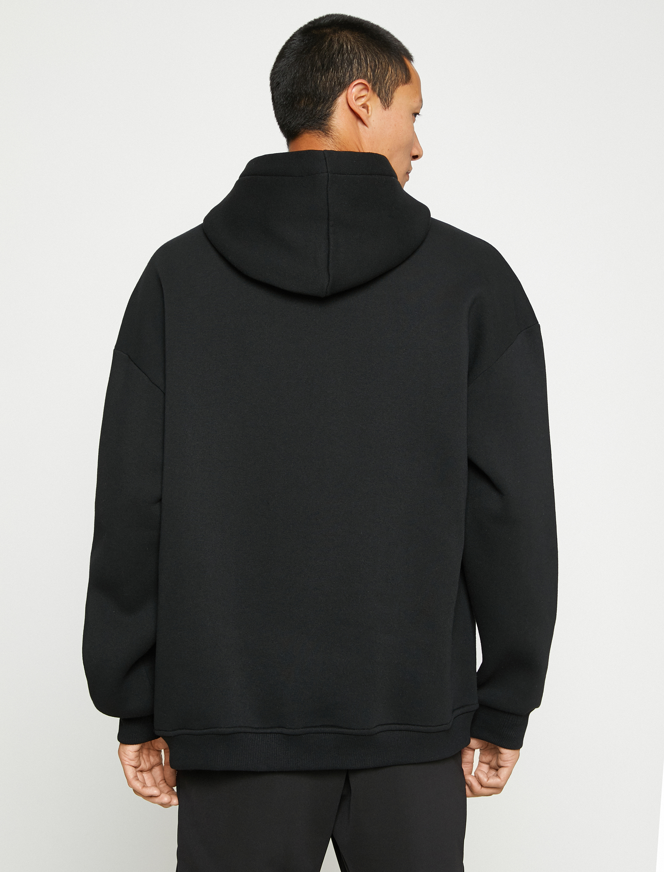 Şardonlu Kapşonlu Sweatshirt Slogan Baskılı Cep Detaylı Uzun Kollu