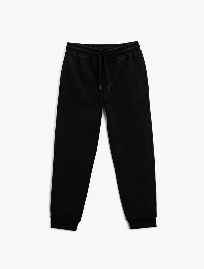 Erkek Çocuk Basic Jogger Eşofman Altı Beli Bağlamalı Cepli Gofre Dokulu
