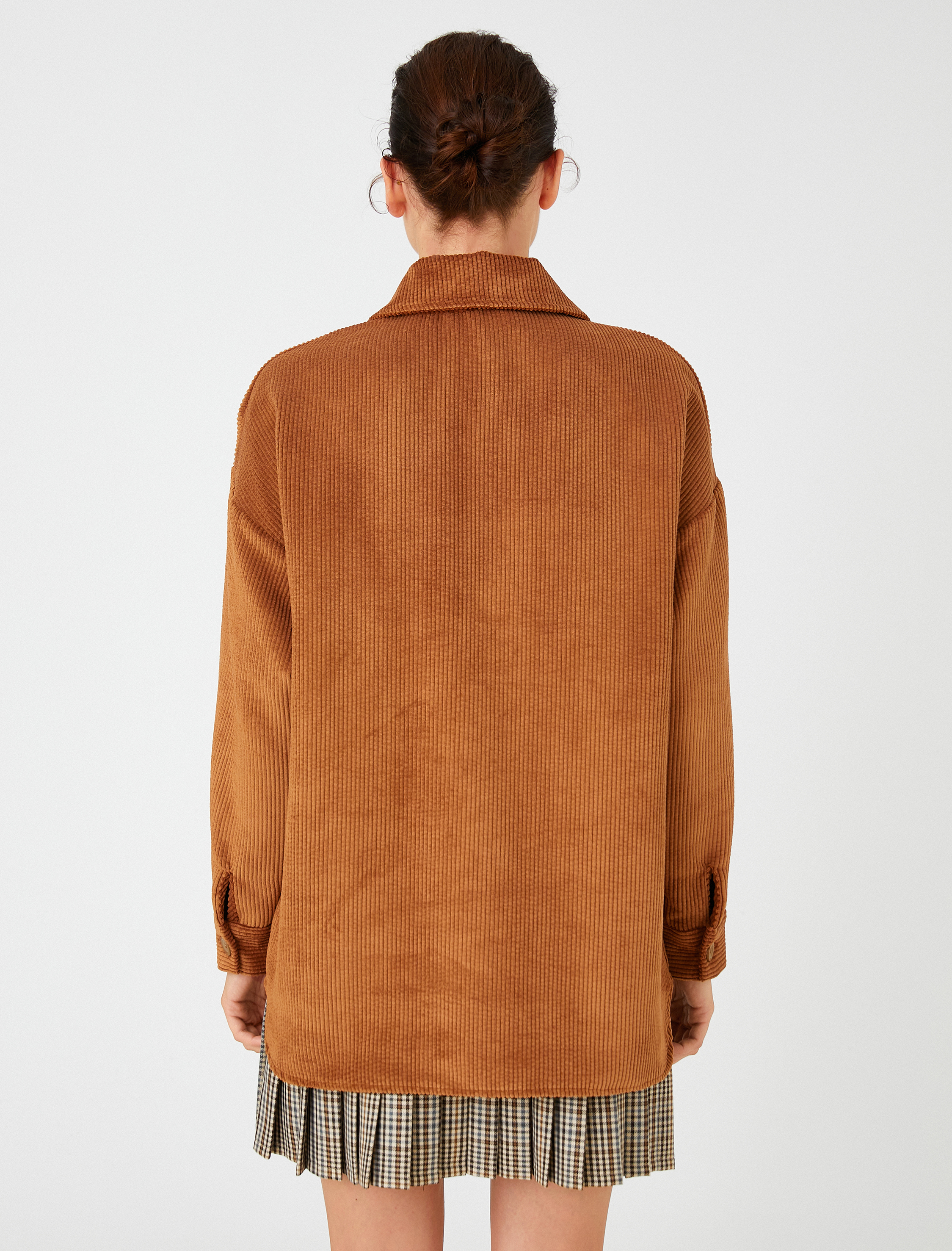   Cepli Fitilli Kadife Oversize Gömlek