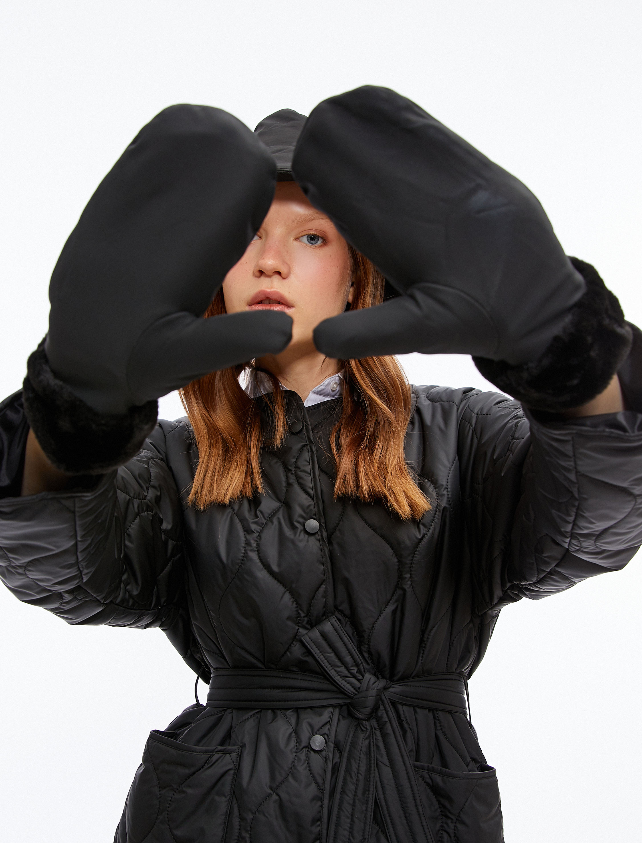  Kadın Şişme Eldiven Suni Kürk Detaylı Peluş Astarlı