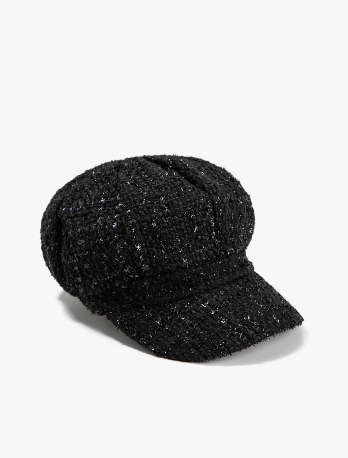 Kadın Tüvit Cap Şapka Simli