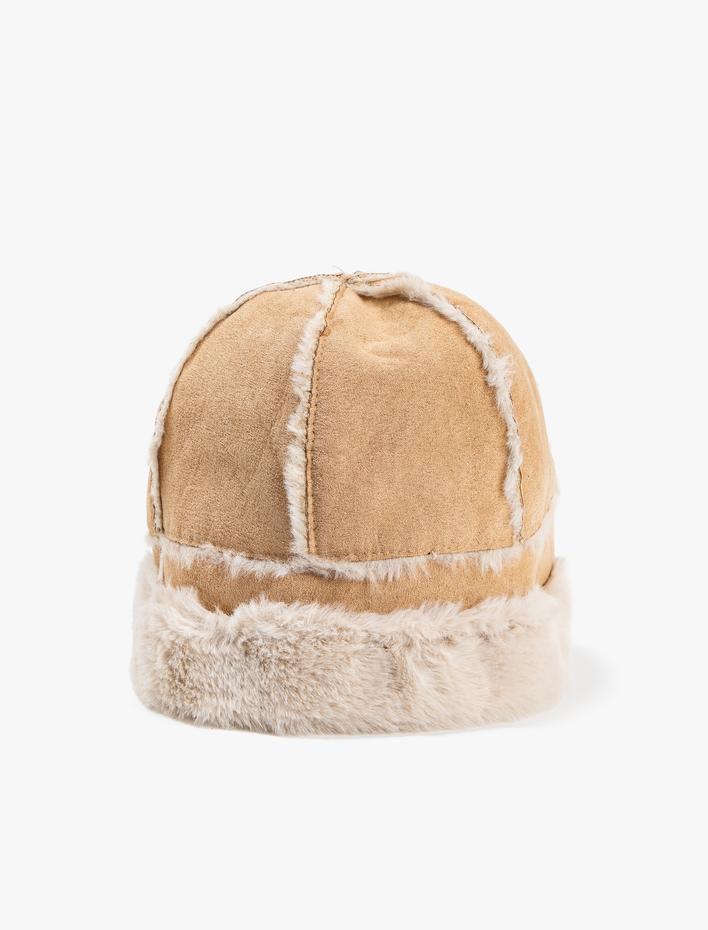 Kadın Suni Kürk Detaylı Şapka