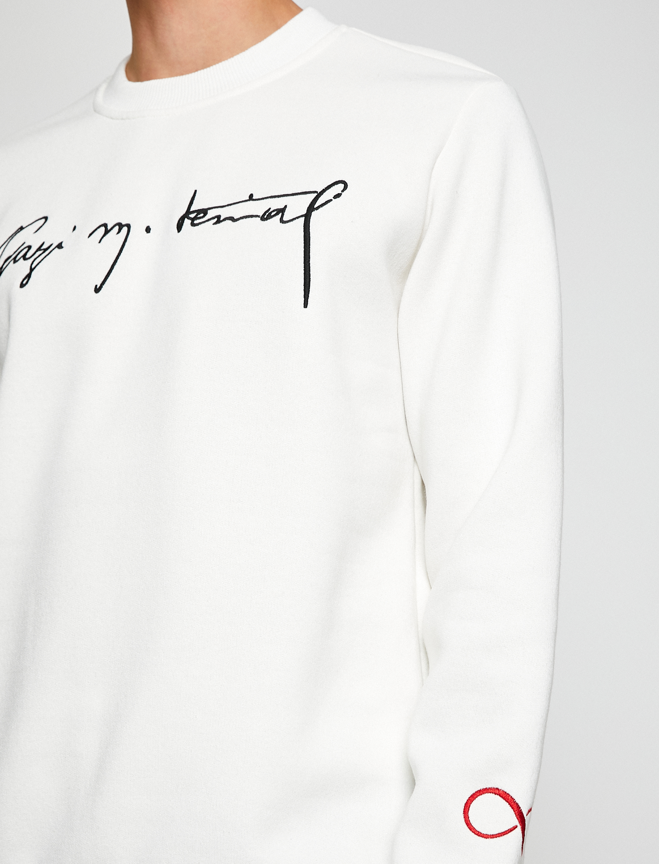   Atatürk Baskılı Sweatshirt Şardonlu Bisiklet Yaka Uzun Kollu