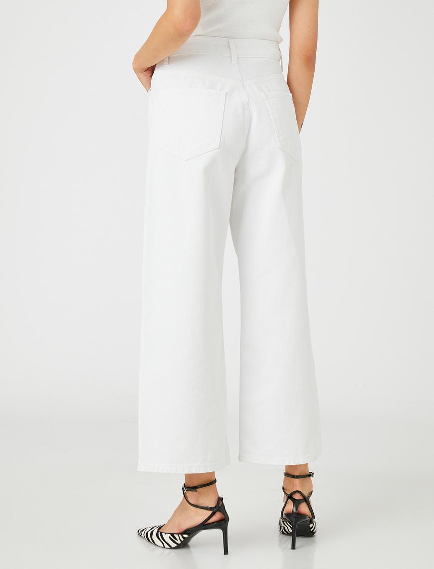   Yüksek Bel Kot Pantolon Bilek Boy Geniş Paça - Victoria Crop Jean