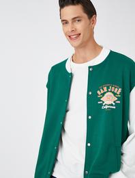 Kolej Ceket Bomber Yaka İşleme Detaylı Çıtçıt Düğmeli Cepli