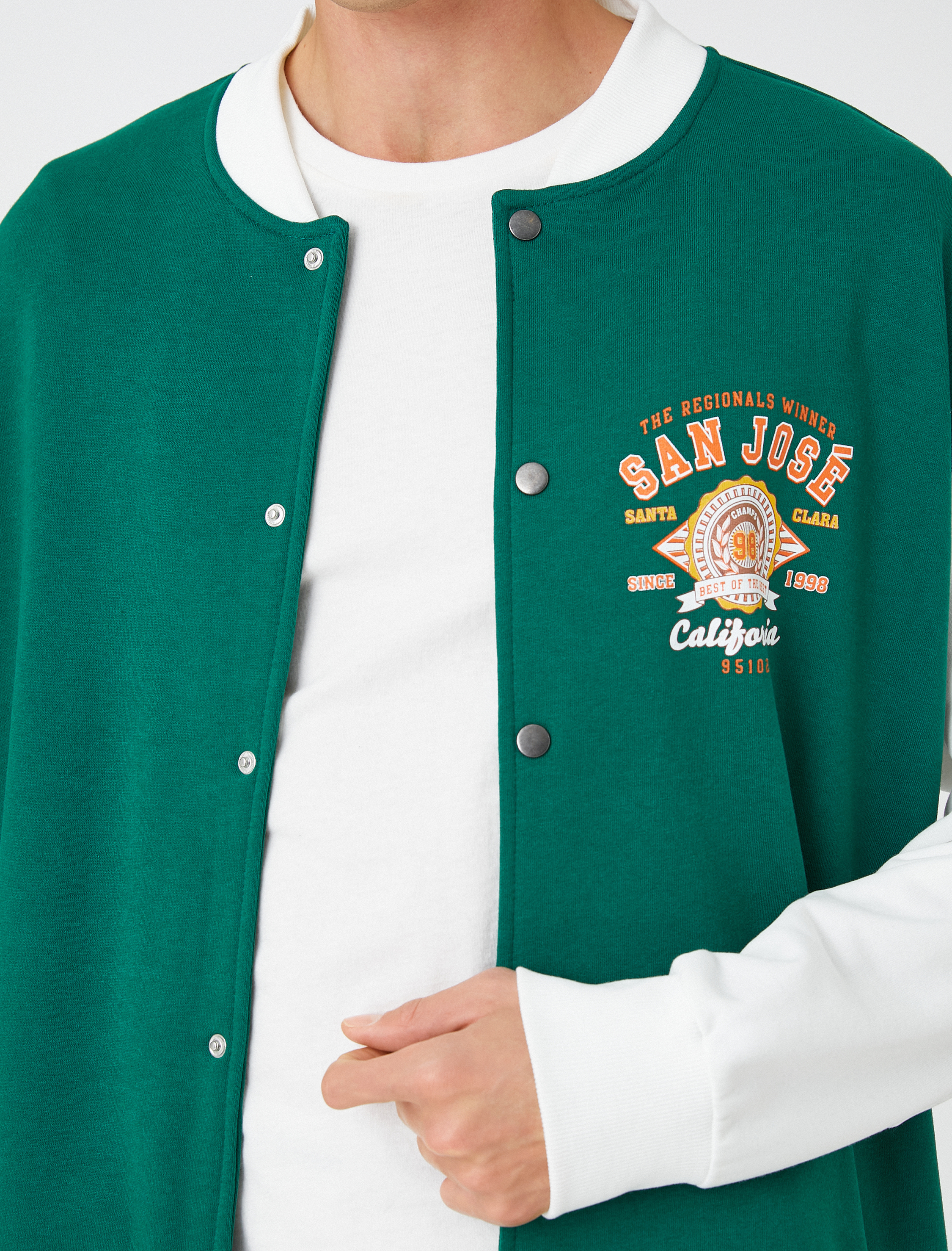   Kolej Ceket Bomber Yaka İşleme Detaylı Çıtçıt Düğmeli Cepli