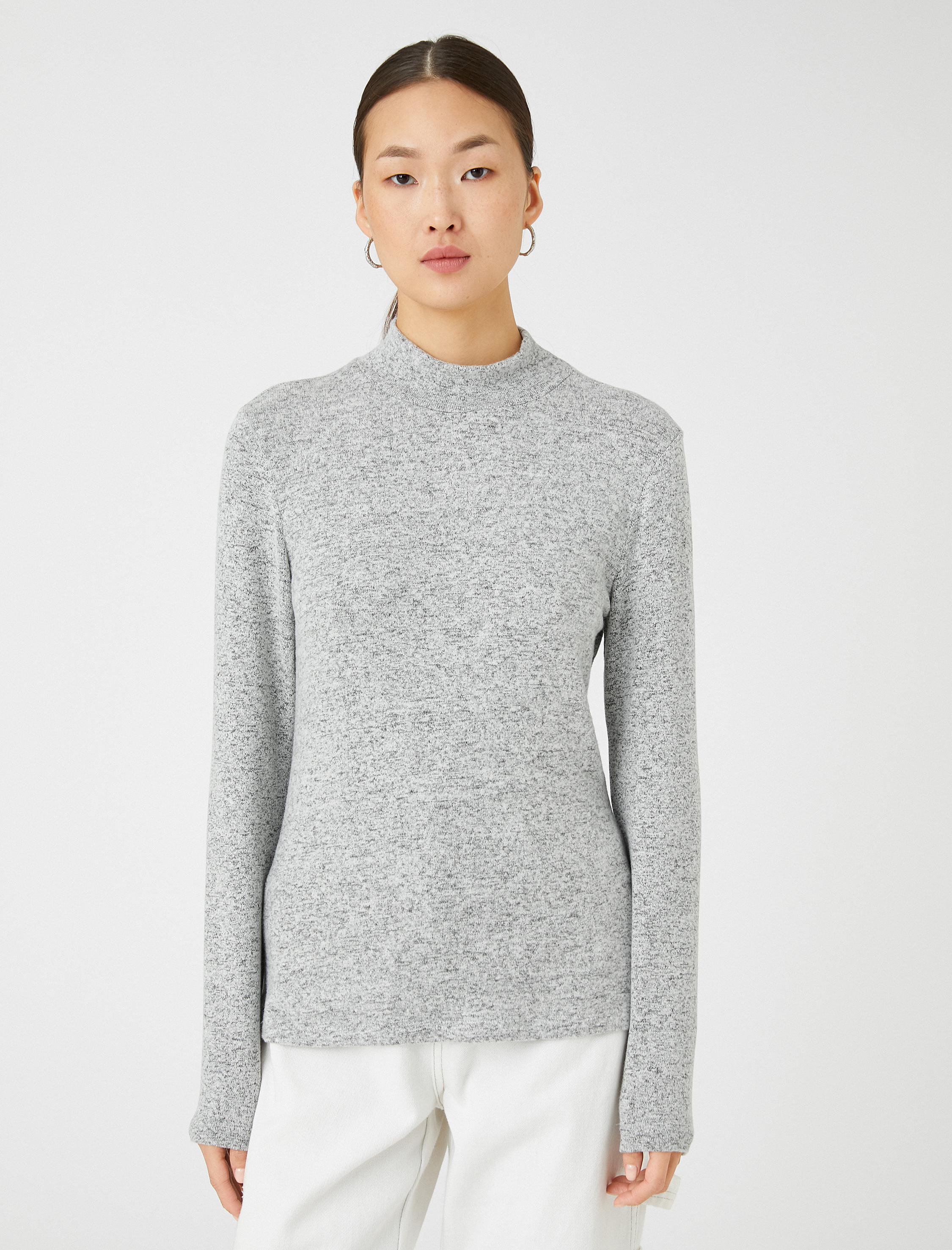   Boğazlı Tişört Uzun Kollu