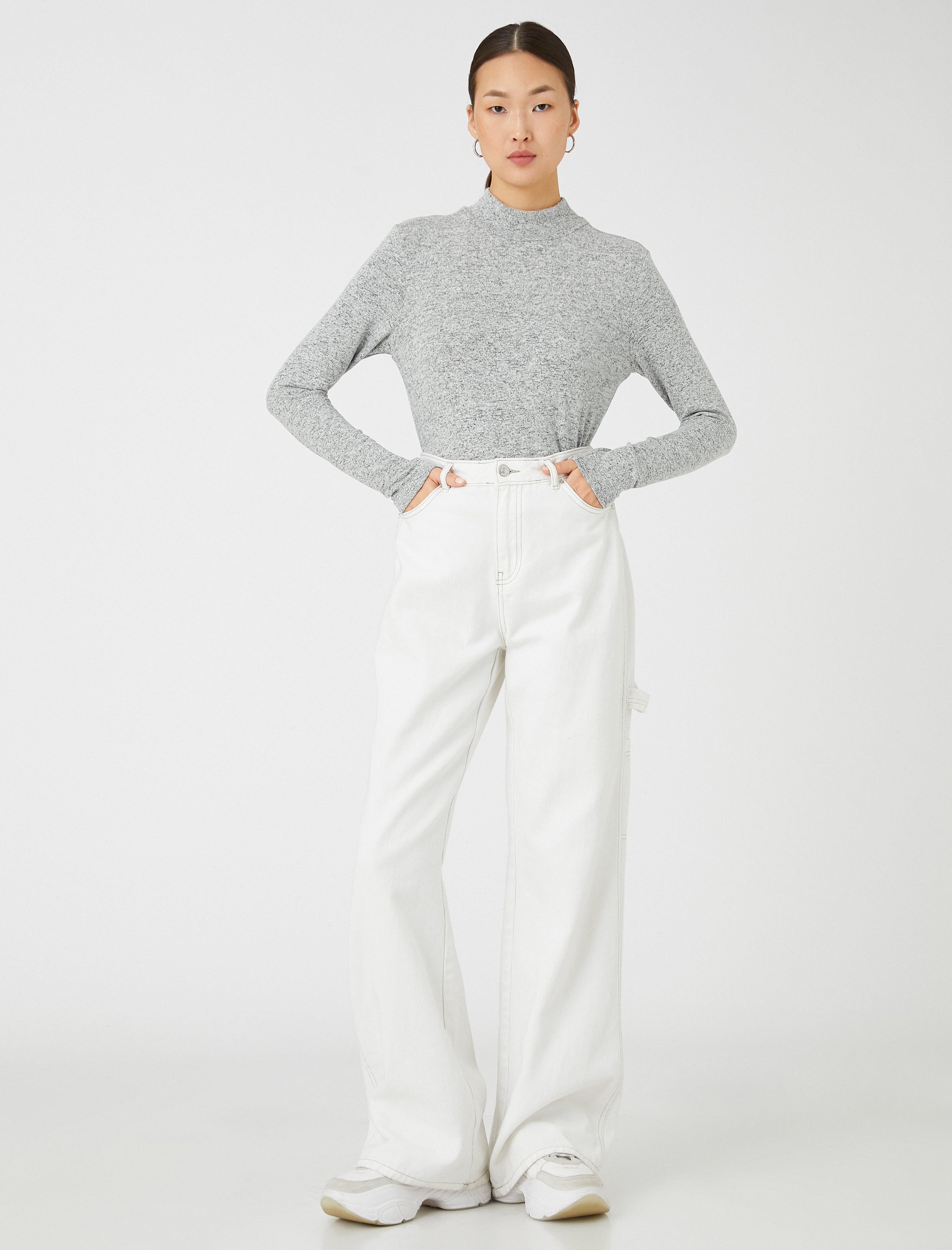   Boğazlı Tişört Uzun Kollu