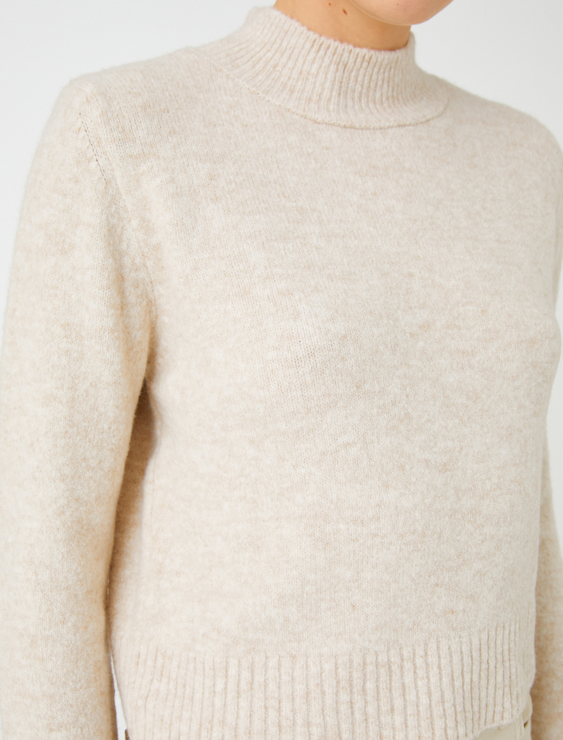   Dik Yaka Triko Kazak Uzun Kollu Ribana Detaylı