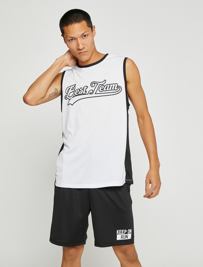  Sporcu Atleti Basketbol Baskılı Kolsuz Bisiklet Yaka Nefes Alan Kumaş